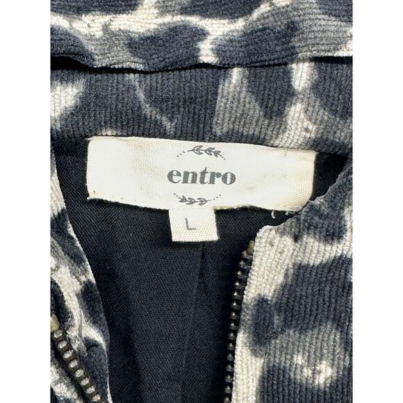 Entro Womens Large Jacket Full Zip Leopard Hooded Long Sleeve Pockets Casual - Picture 2 of 13